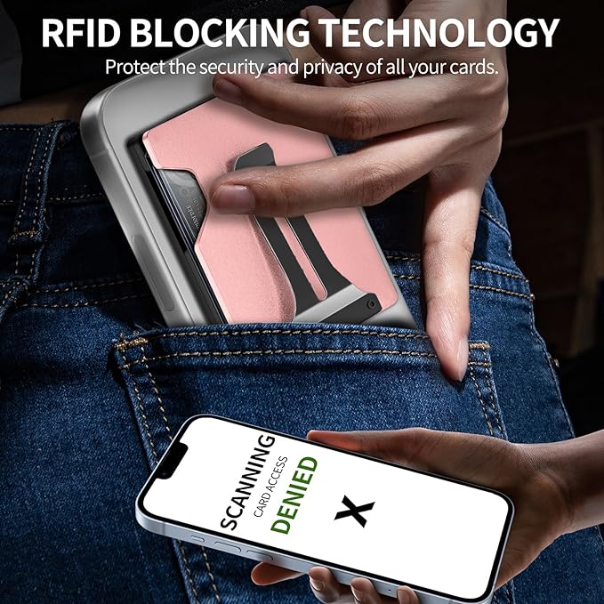 Magnetic Phone Wallet with Apple MagSafe - Metal Card Holder with AirTag Holder, RFID Blocking & Money Clip Mag Safe Wallet for iPhone 16 15 14 13 12 Pro Max/Pro/Plus/Mini