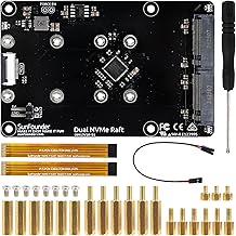 SunFounder Dual NVMe Raft for Raspberry Pi 5 PCIe Gen 2.0 to M.2 HAT Key-M SSD Hailo-8L AI Accelerator PIP M.2 2230/2242/2260/2280, NAS RAID 0/1, Manual (Not Compatible with the Pironman Series) - Image 1