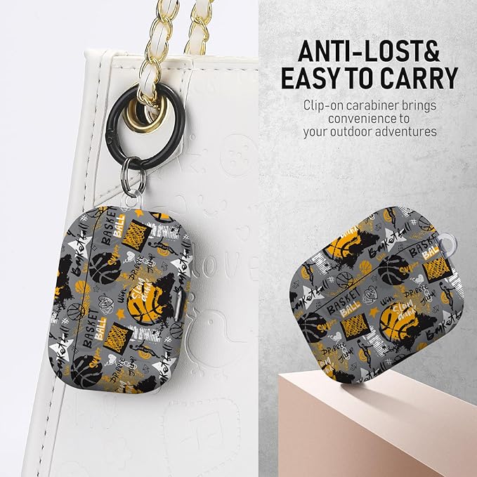 for Airpods Pro Case, Cute Cool Basketball Pattern TPU Soft Cases for Airpods Pro Case 1st Gen, Shockproof for Airpods Pro 2019 Case Men Women with Cleaner Kit & Keychain, Orange