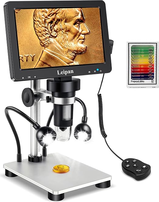 Leipan 7" LCD Digital Microscope 1200X,12MP Coin Microscope with Screen