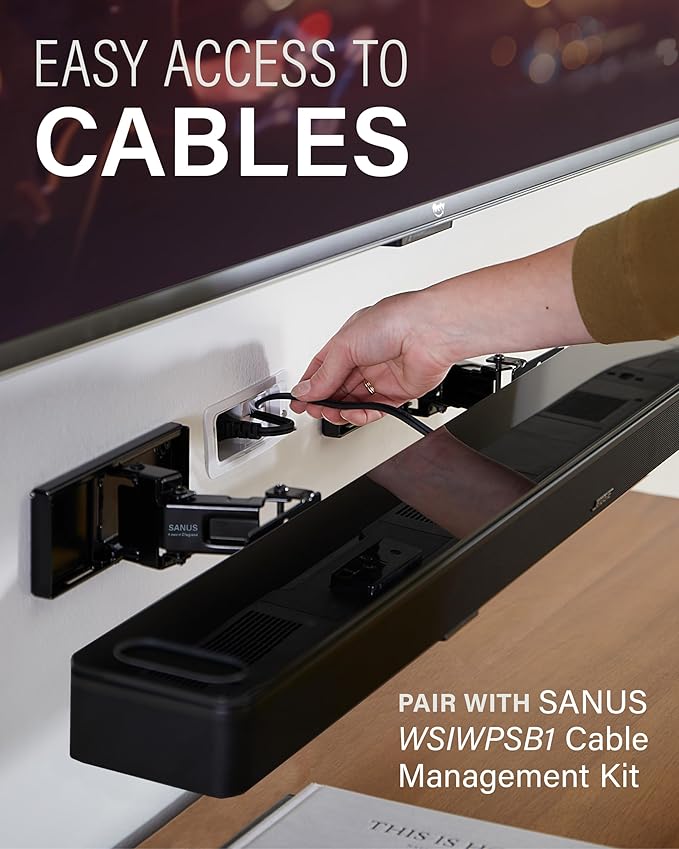 Sanus Universal Extendable Soundbar Wall Mount - Compatible with Most Soundbars, Under TV Speaker Mounts for an Easy & Secure Installation of Your Soundbar