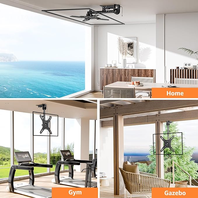 ELIVED Flip Down Ceiling TV Mount for Most 14-40 Inch TVs, Floding TV Mount for Flat and Pitched Roof, Height Adjustable Full Motion tv Bracket 360° Swivel, Max VESA 200x200mm, up to 22 Lbs, YD3030
