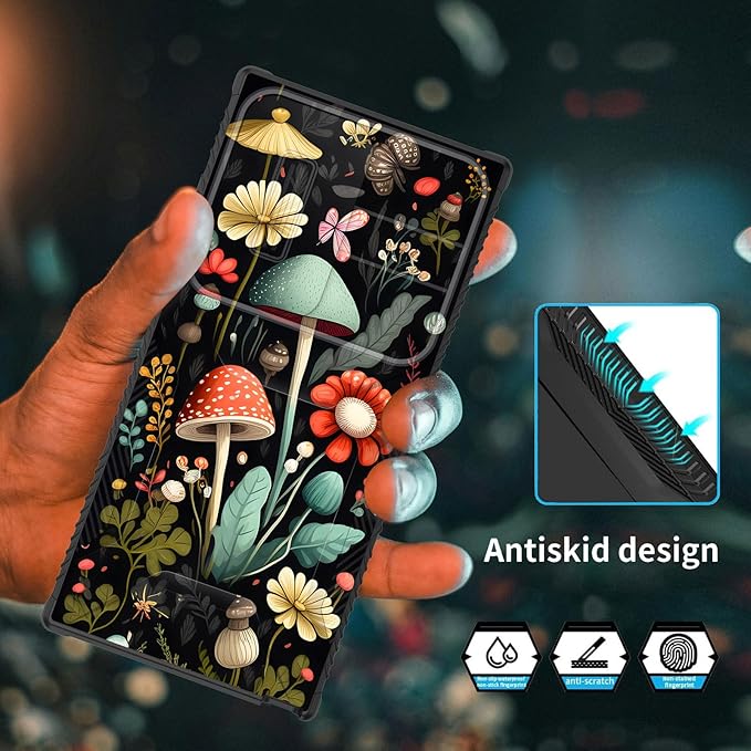 for Galaxy S25 Ultra Case Built in Slide Camera Lens Cover,Heavy Duty Shockproof Protection Dual Layer Case for Samsung Galaxy S25 Ultra 6.9" 2025,Mushroom Forest