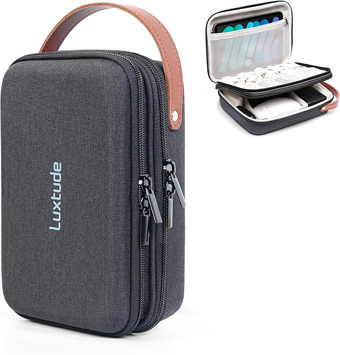 Luxtude Electronics Organizer Travel Case, Portable Tech Organizer for Working/Travelling, Sturdy Hard Shell Zipper Cases for Electronics/Charger/Mouse/Hard Drive, Case Only
