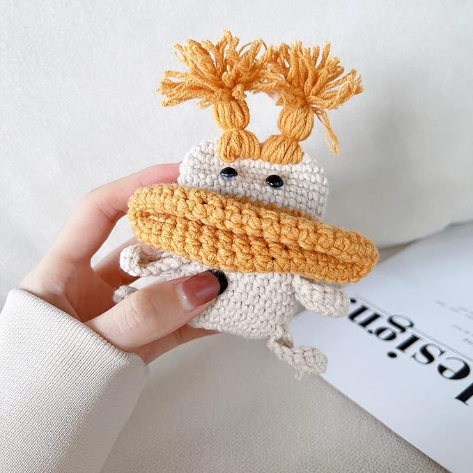 Yatchen Furry Case for AirPods 4,Funny Cute 3D Cartoon Plush Kawaii Sausage Mouth Frog Meatball Head Fluffy Soft Warm for AirPods 4rd Generation Carrying Charging Box with Keychain Protector