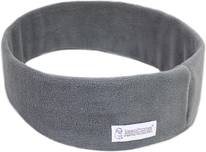 SleepPhones Wireless Sleep Headphones by AcousticSheep V8 | 24-Hour Battery | Original and Most Comfortable Bluetooth Headphones for Sleeping (Large, Soft Gray Fleece)