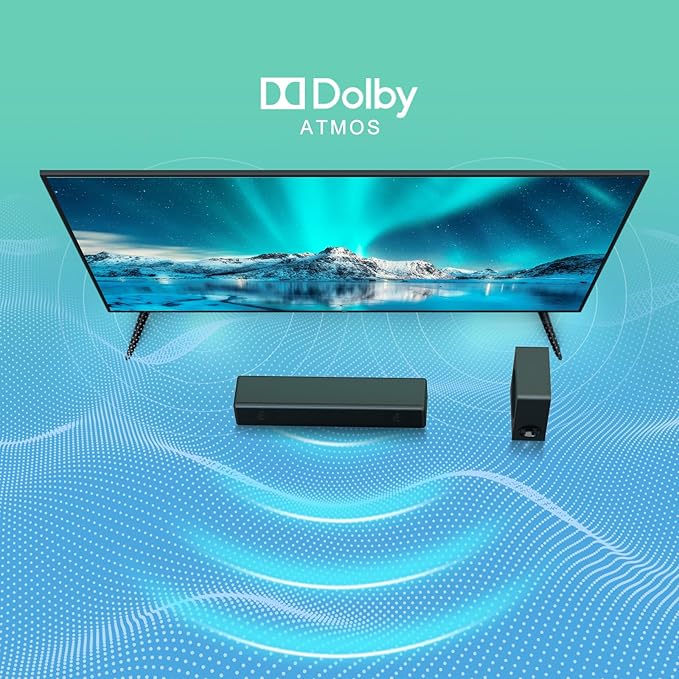 Sound bar with subwoofer, 200W 2.1 ch soundbar w/Dolby Atmos Surround Sound System, 3D Bass Adjustable Home Theater Bluetooth TV Speaker for Smart TV/Projector/PC