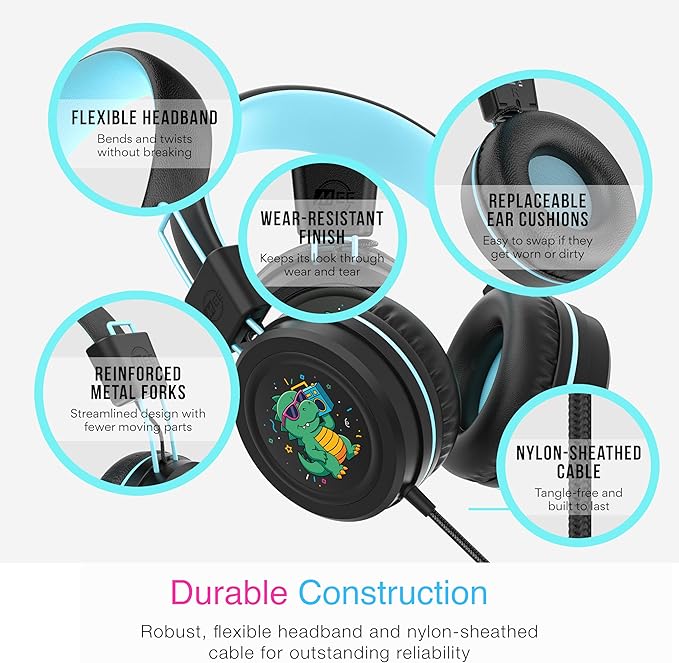 MEE audio KidJamz KJ55 Wired Children’s Headphones with 3.5mm Plug (Black, AUX Standard)