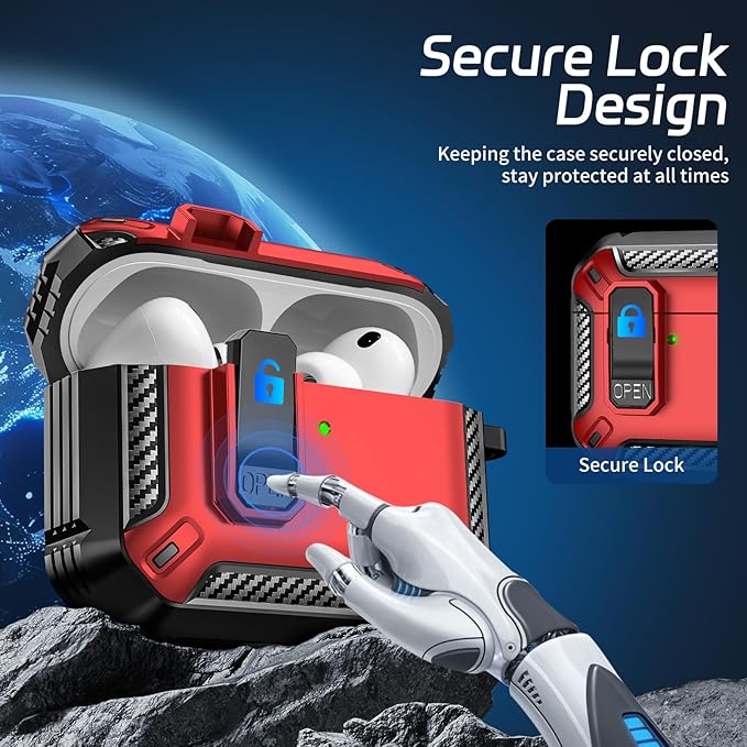 for AirPods Pro 3 Case (2025 New), Secure Lock Cases Cover with Cleaning Kit & Keychain Compatible with Airpods Pro 3rd Generation Case for Men Women, Powerful Drop Protection