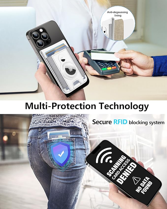 ExtreLife for Magsafe Wallet with Airtag Holder, Magnetic Wallet for iPhone 17/16/15/14/13/12 Series, 9-Card Holder, Open ID Window, Adjustable Stand, RFID Blocking, White