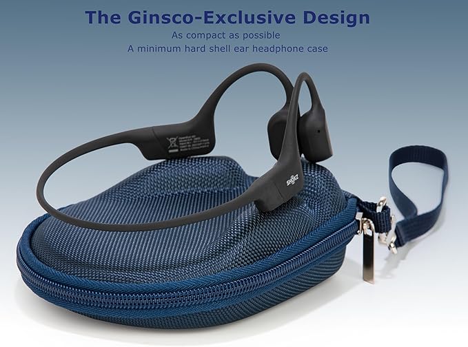 Ginsco Universal Bone Conduction Headphones Case Compatible with SHOKZ New OpenRun Pro 2/Pro 2 Mini/OpenRun/OpenSwim Open-Ear Sport Headphones, Compatible with CXK/BAICLUD/MRYTKY (Blue Navy)
