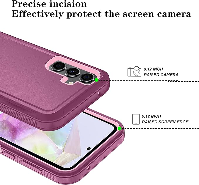 ONOLA Compatible with Samsung Galaxy S26+ / S26 Plus Case with HD Screen Protector [Not fit S26 / S26 Ultra], 3 in 1 Heavy Duty Phone Case for Galaxy S26 Plus 6.7",WineRedPink