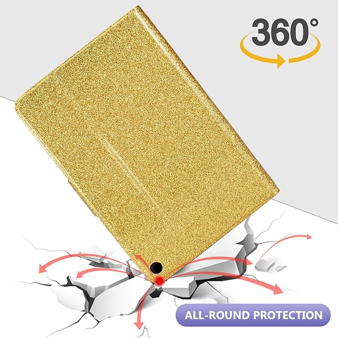 Dteck for Fire Max 11 Tablet Case 13th Generation 2023 11", PU Leather Protective Fold Stand Case with Auto Sleep Wake, Adjustable Viewing Angles, 3 Card Slots, Slim Thin Classic Cute Folio Case, Gold