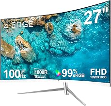 Z-Edge 27 inch Curved Computer Monitor, FHD 100Hz White PC Monitor, HDMI - Image 1