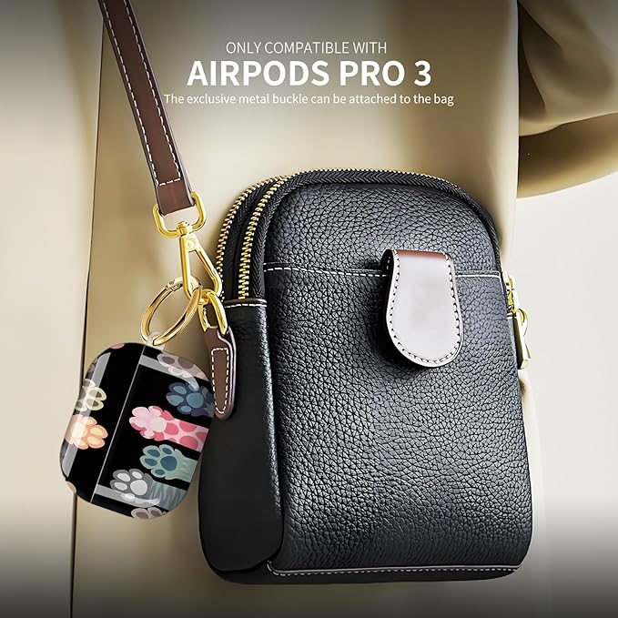 Compatible with AirPod Pro 3 (2025),Cute Case Cover for Women & Men, Full Protection Shockproof Hard Case with Keychain, Wireless Charging Case Accessories(Cute Cat Paw)