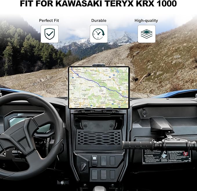 Electronic Device Holder for Teryx KRX 1000 2020-2025, Ipad GPS Mounts Tablet Holder with Storage Box Organizer Tray for Kawasaki Teryx KRX 1000 Accessories