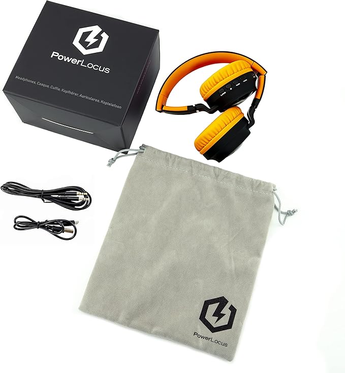 PowerLocus Kids Headphones Wireless, Bluetooth Headphones for Kids Over Ear, LED Lights, 85dB Safe Volume Limit, Foldable, Micro SD Mode, Built-in and Line-in Microphone for Phones,Tablets,Laptop