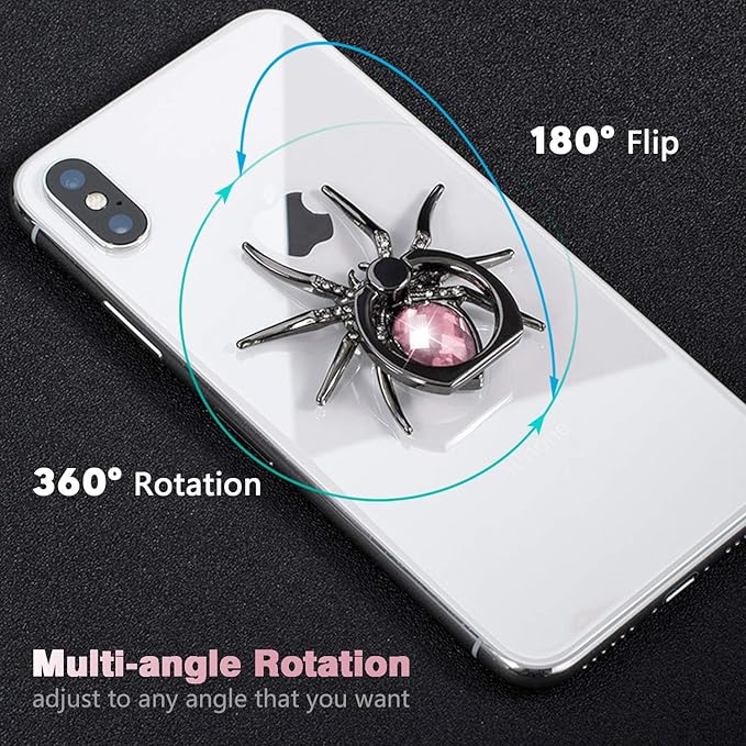 Allengel Spider Phone Ring Holder Stand, Animal Bling Finger Ring Grip, Diamond Phone Ring Kickstand for Smartphone - Pink