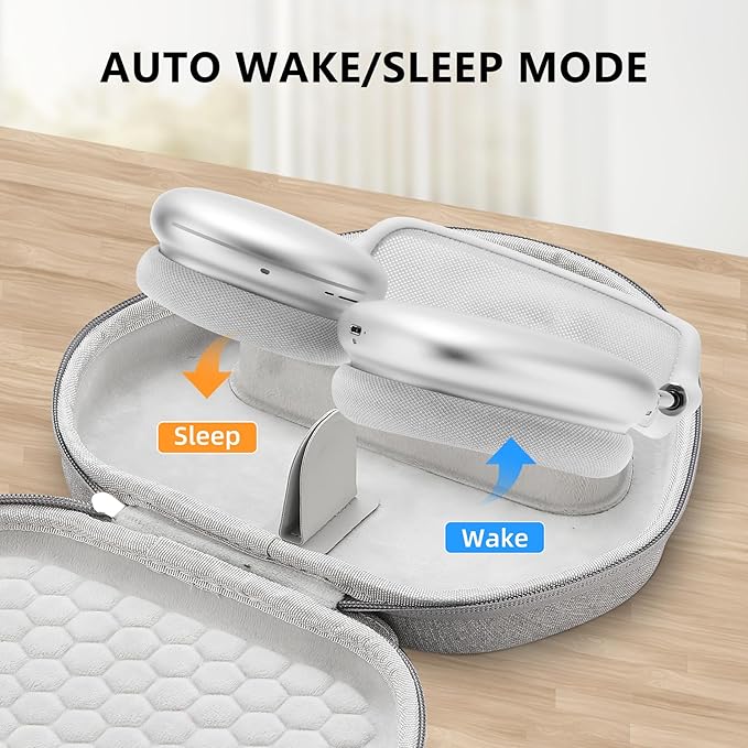Maxjoy for AirPods Max Case [Shockproof & Dustproof] - Premium PU Leather & EVA Hybrid Hard Protective Cover, Travel Carrying Case with Storage for Apple AirPods Max Headphones (Light Gray)