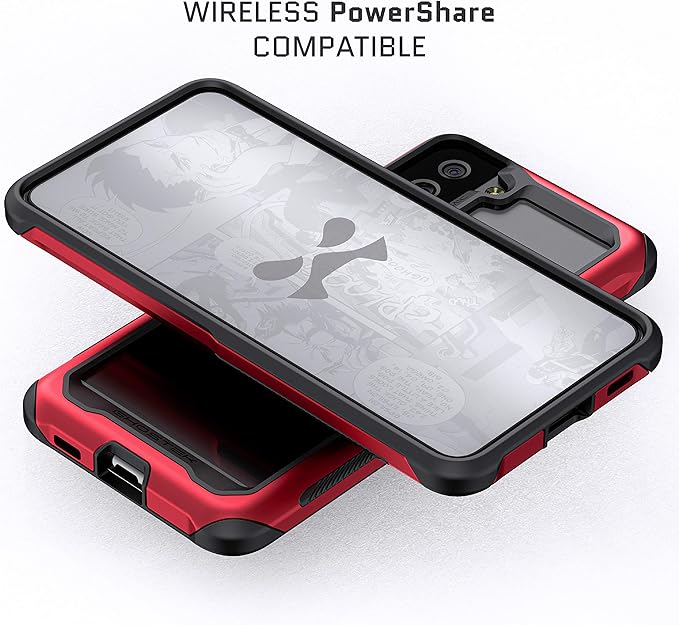 Ghostek ATOMIC slim S21 Case with Protective Aluminum Metal Bumper and Crystal Clear Back Design Heavy Duty Shock-Absorbent Protection Designed for 2021 Samsung Galaxy S 21 5G (6.2 Inch) (Phantom Red)