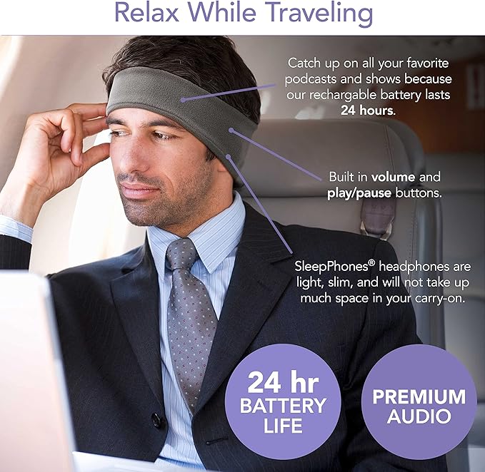 SleepPhones Wireless Sleep Headphones by AcousticSheep V8 | 24-Hour Battery | Original and Most Comfortable Bluetooth Headphones for Sleeping (Small, Pitch Black Breeze)