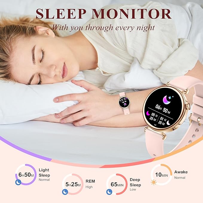 Smart Watch for Women (Answer/Make Call) 1.27" HD Smartwatch Compatible Android/iphone Phone with 2 Bands Fitness Tracker/AI Voice/Heart Rate/Sleep Monitor, 220+ DIY Dial & IP68 Waterproof, Pink
