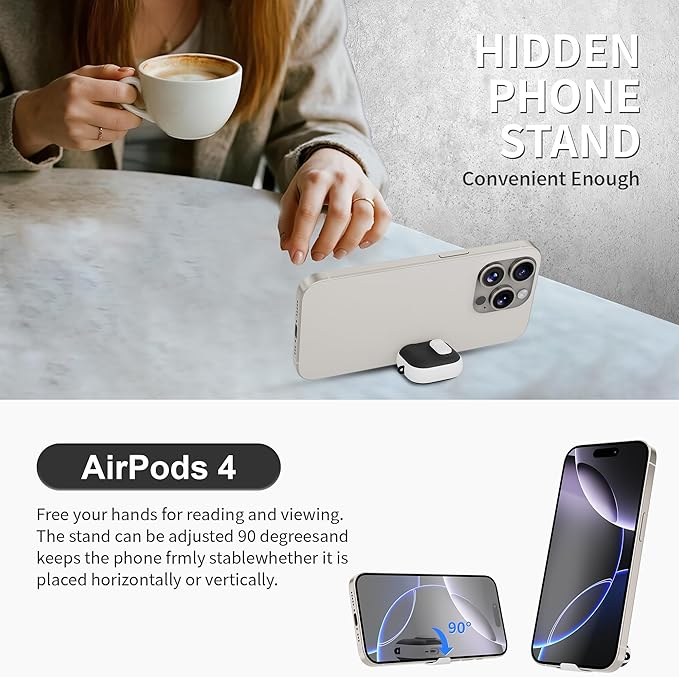 for AirPods 4 Case with Lock,TPU Leather Texture Protective Durability Anti-Lost & Shockproof Protective Cover Accessories with Cleaning Kit in Keychain for Apple AirPods 4 Generation (White/Black)