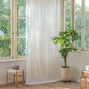 Sutuo Home White Boho Curtains 84 inches Long for Bedroom Living Room,Light Filtering Cream Farmhouse Hollow Vintage Chic Tassels Window Treatment Bohemian Privacy Rod Pocket 1 Panel 52" W x 84" L