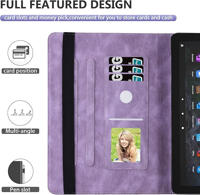 Dteck for Fire Max 11 (13th Generation) Tablet Case 11" 2023, PU Leather Protective Fold Stand Case with Adjustable Viewing Angles, 4 Card Slots, Cute Butterfly Lightweight Slim Folio Case, Purple
