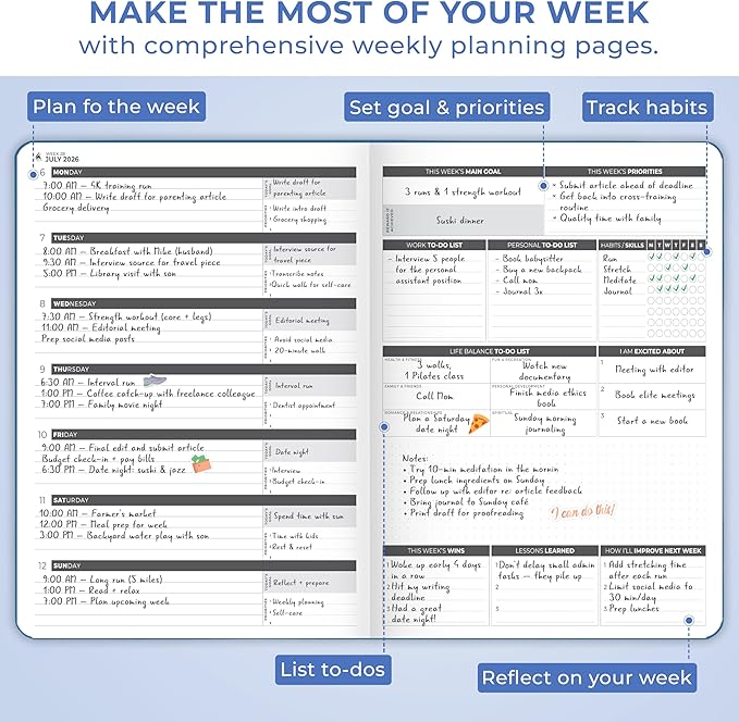 Clever Fox Planner PRO Dated (Jan 2026–Jan 2027) Weekly & Monthly Life Planner to Increase Productivity, Time Management and Hit Your Goals – Organizer, Gratitude Journal – A4 Size (Mystic Blue)