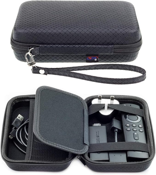 DigiCharge Hard Carry Case for Amazon Fire TV Stick 4K / Fire TV Stick Remote Control Cables and Charger - Protective Portable Travel Hard EVA Cover Shockproof Storage Bag Pouch, Black