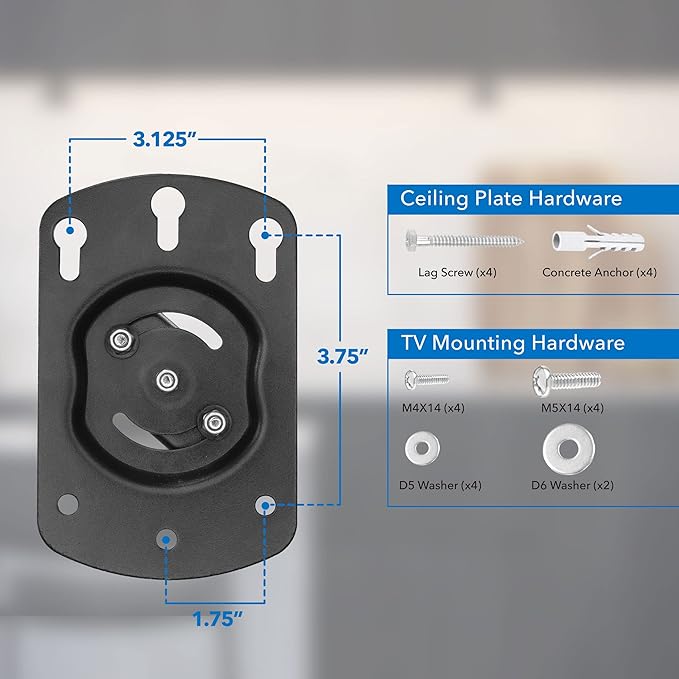 Mount-It! Flip Down TV & Monitor Mount, Under Cabinet & Ceiling Bracket for Kitchens, RVs & Small Spaces | Fits 13–37 Inch Screens | VESA 75x75 100x100 200x200 | Tilt & Swivel | 44 lbs Capacity