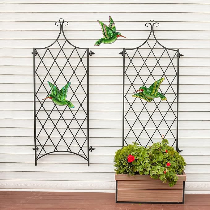 Voumsil Metal Hummingbird Wall Art Outdoor Hummingbird Decor Metal Fence Decorative Hummingbird Wall Hanging Decor Hand-made for Bird Bedroom Garden Patio Porch Fence 10 Inch…