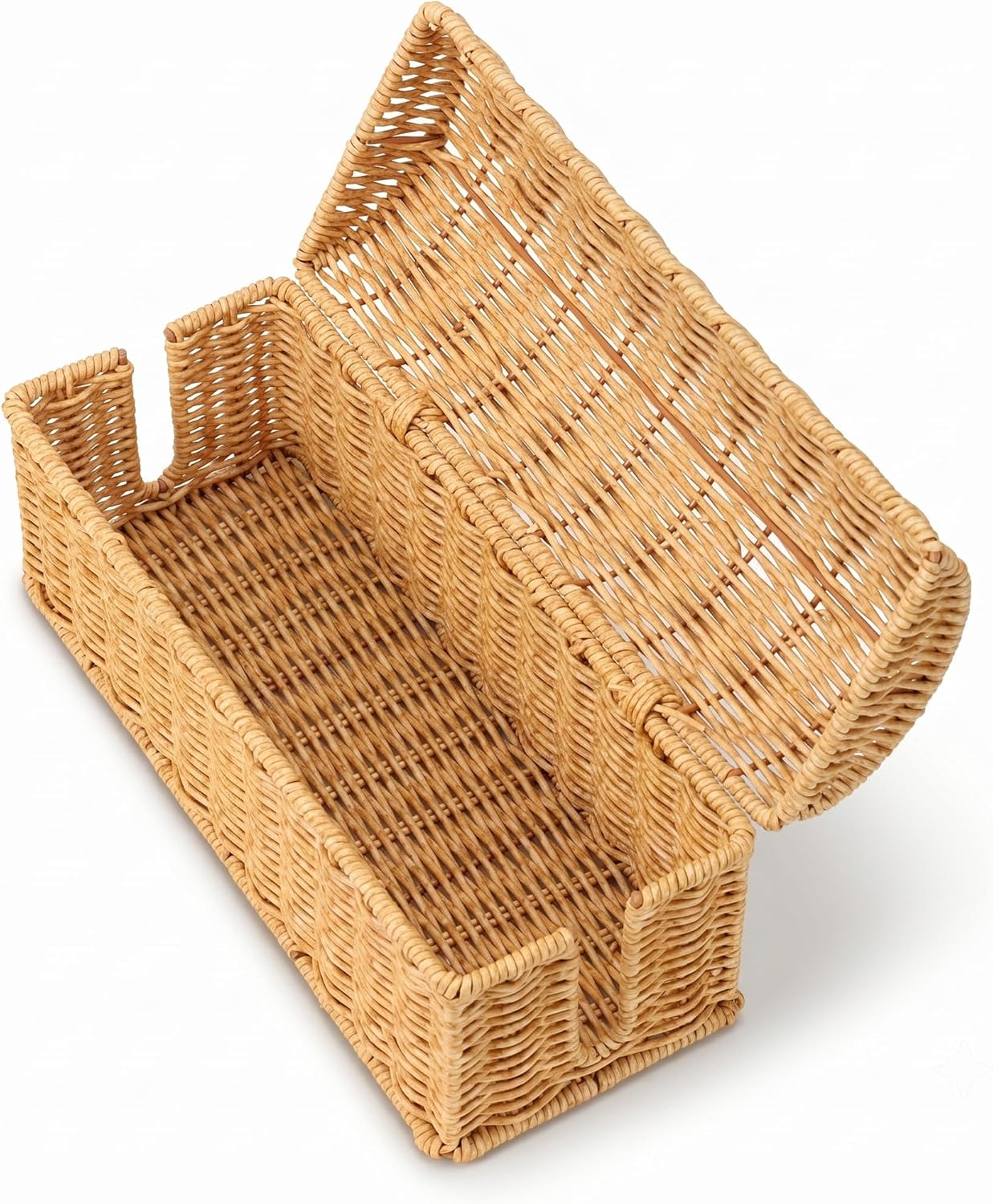 Rattan Cable Management Box — Ventilated Cord Hider with Flip Lid