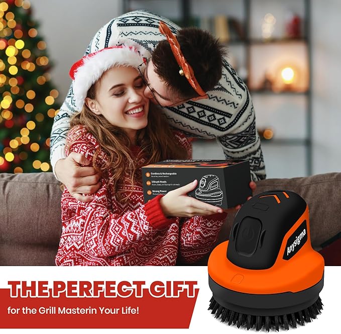 Electric Grill Brush- Waterproof Cordless Rotary Cleaning Brush with 4 Heads for Outdorr Grill,Car,Bathroom
