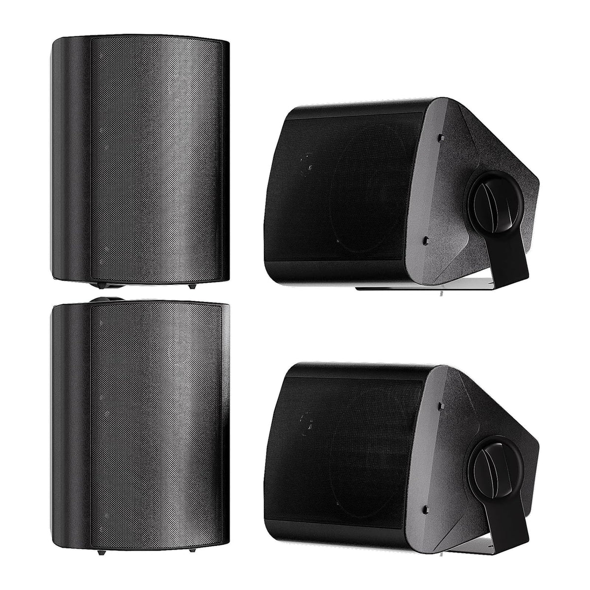STUDIOFINIX 5.25 Inch 600W Passive Indoor Outdoor Speakers Wired Waterproof, Wall Mount Speakers for Patio Garage Home,2 Pairs (Black)