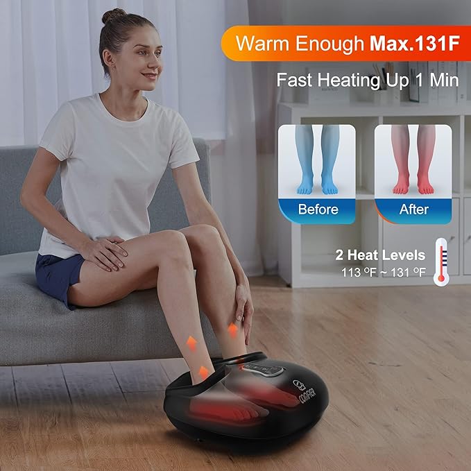 COMFIER Shiatsu Foot Massager with Heat,Vibration,Rolling Compression,FSA Eligible Feet Massager Machine for Plantar Fasciitis,Neuropathy Pain, Fits Size up to 13“,Christmas Gifts for Women,Men,HSA