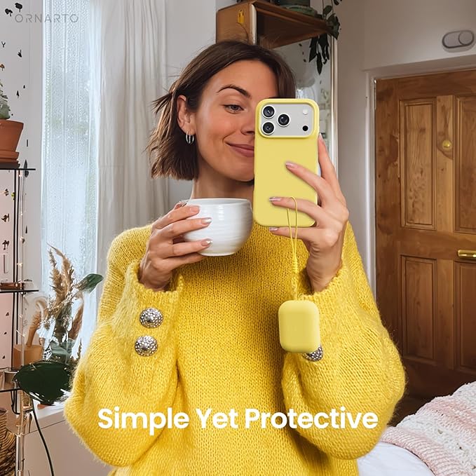 ORNARTO Compatible with AirPods Pro 3 Case 2025, Full Protective Hybrid Silicone for AirPods Pro 3rd Generation Case, Front LED Visible Skin Cover-Buttercream Yellow