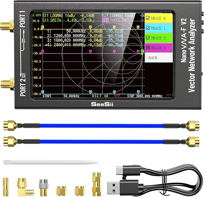 SEESII NanoVNA-F V2 Vector Network Analyzer 50kHz-3GHz
