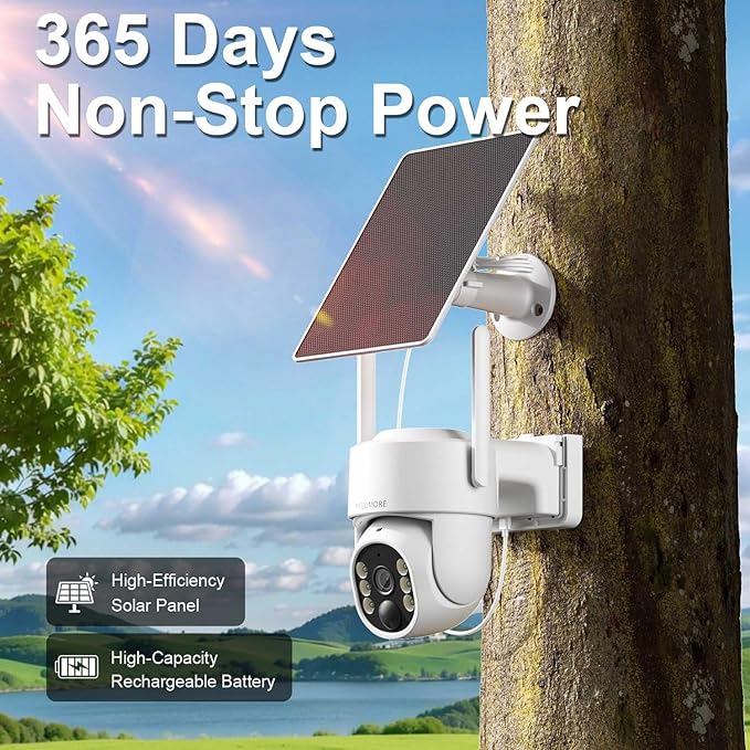 4G Cellular Security Camera, No WiFi Security Camera, Cameras For Home Security, 360° Live View, 2K Color night Vision, PIR Motion Detection, Instant Notification, 2-Way Talk, Built-in SIM Card