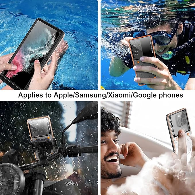 Waterproof Phone Case for Samsung Galaxy A53/ A54/ A55/ A56 [Underwater Touchscreen] with Lanyard, IPX8 Professional Waterproof Diving Case Cover for iPhone/Samsung/Google/Moto -Universal Black