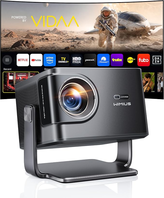 Outdoor Projector 4K [VIDAA Live TV/60W Dolby/1450 ISO] with WiFi6 & Bluetooth, Smart Projector Compatible with Netflix, AI Voice Control & Auto Focus, HDR10, Home Theater & Outdoor Movie Proyector