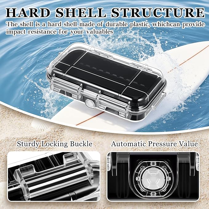 Waterproof Dry Box Clear Waterproof Storage Case with Clip Outdoor Sports Survival Equipment Shockproof Dustproof Sealed Field Box for Phone Camera Key Kayak Camping Fishing Hiking Boat