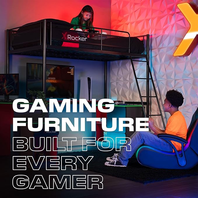 X Rocker Video Gaming Floor Rocker Chair, Built-in Audio, Foldable, for Gamers, Bedroom, or Game Room for Boys, Girls, Teens 5-17, Gifts for Gamers