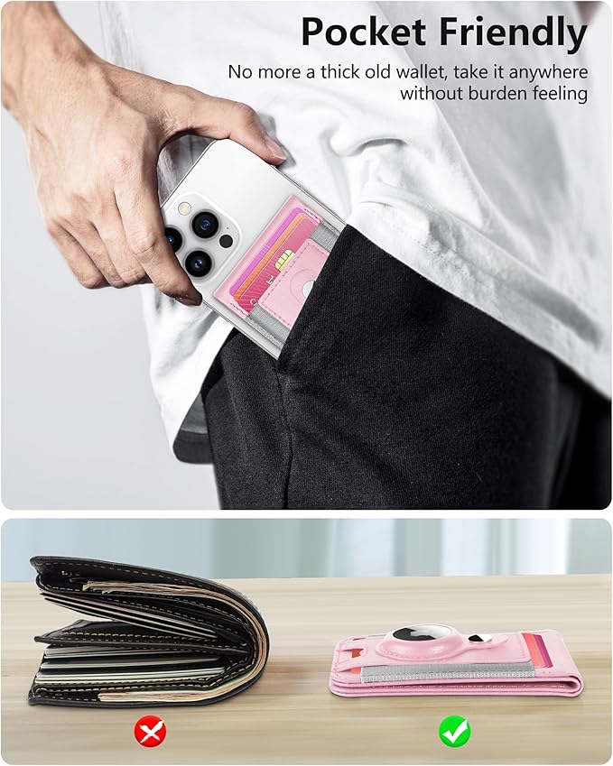 ExtreLife for Magsafe Wallet with Airtag Holder, Magnetic Wallet for iPhone 17/16/15/14/13/12 Series, 9-Card Holder, Open ID Window, Adjustable Stand, RFID Blocking, Pink