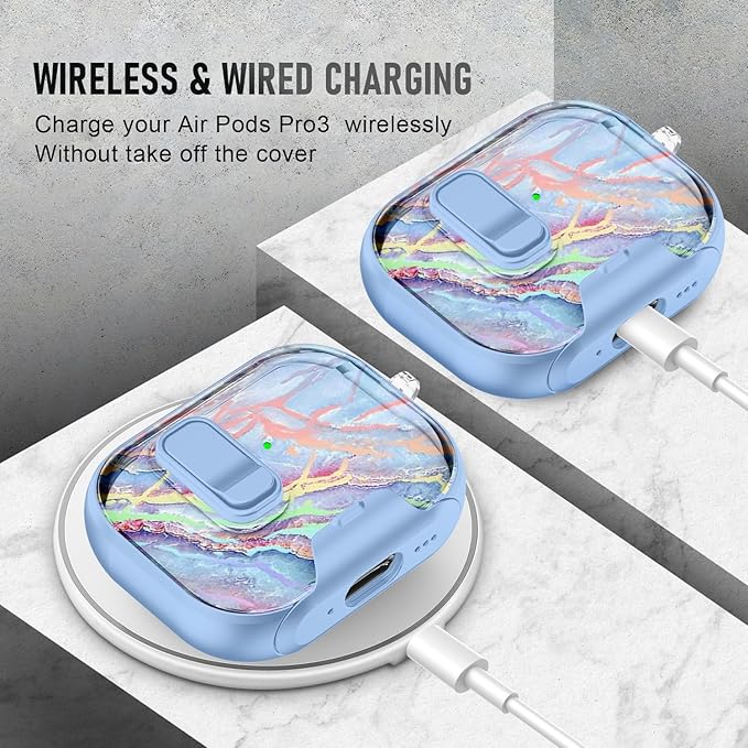Compatible Airpods Pro 3 Case (2025) with Phone Stand & Cleaner Kit,Cute Soft Silicone Lock Clip Apple AirPods Pro 3rd Generation Case, Airpod Pro 3 Cover with Keychain for Women/Girls