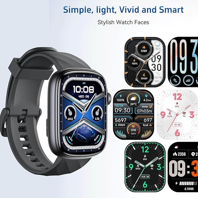 Smart Watch with Big Screen, Ultra HD 1.95" AMOLED Display (410×502 High Resolution) | 3ATM Waterproof | Heart Rate/Sleep Tracker | 130+ Sports/Fitness Modes, Bluetooth Calling, Smart Notifications