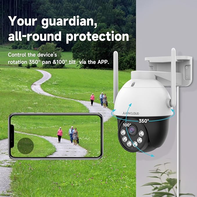 4G LTE Cellular Security Camera Wireless Outdoor, No WiFi Camera with 360° Pan Tilt Auto-Tracking, Siren Alert, Color Night Vision, 2-Way Audio, 32GB SD Card & SIM Card, IP66
