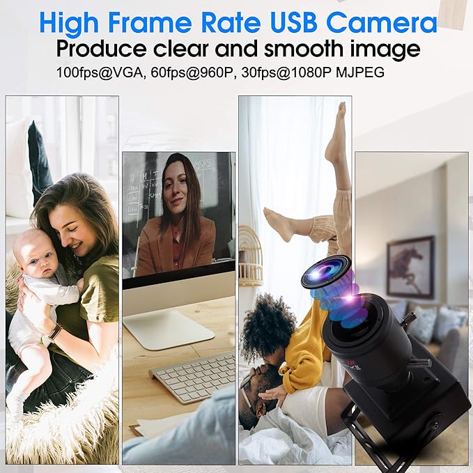 SVPRO FHD01M Manual Zoom Focus USB Camera, 2.8-12mm Varifocal Lens, 1080P FHD, 2MP High Frame Rate 100fps, UVC Plug & Play for Windows, Linux, Mac, Android