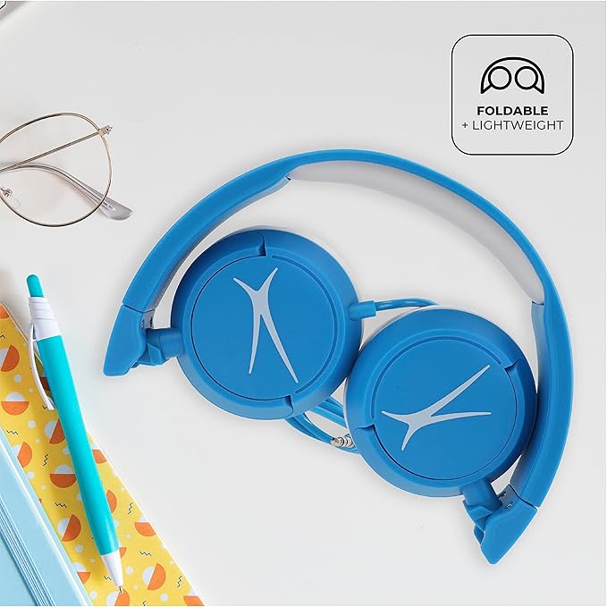 Altec Lansing Over The Ears Kids Headphones - Volume Limiting Technology for Developing Ears, Ages 3-5, Perfect for Learning from Home, Blue